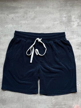 A New Day Mens Navy Blue Knit Loungewear Shorts Size M Drawstring Athleisure